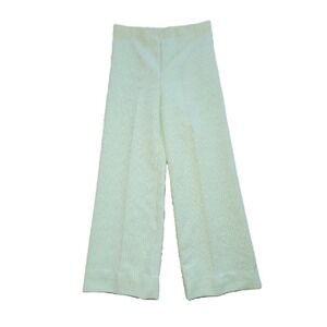 Vintage 60s 70s Straight Leg Slacks Pants Disco Wide Green White Plaid XS/S‎